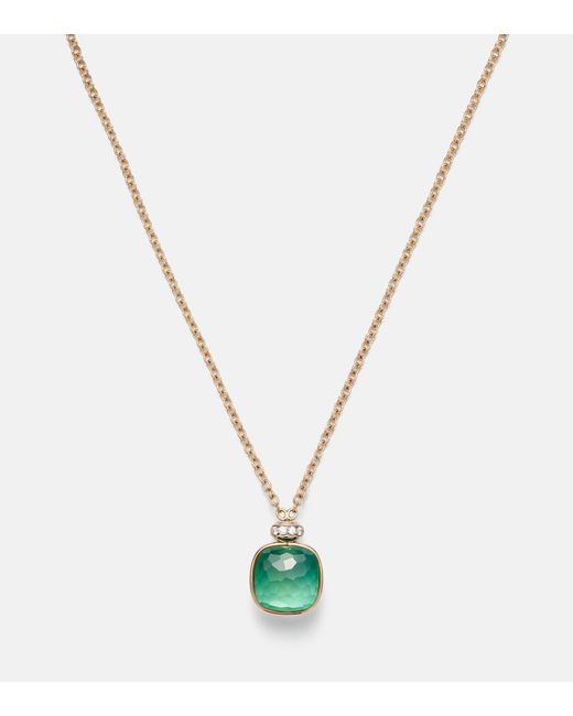 Pomellato Pink Nudo Classic 18Kt Rose And Necklace With Gemstones