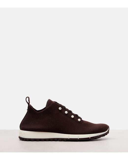 Jimmy Choo Brown Veles Embellished Cashmere Sneakers