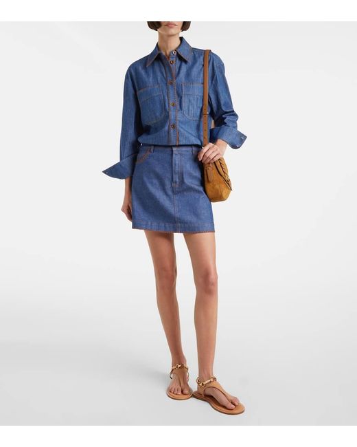 Zimmermann Blue Ascension Denim Miniskirt