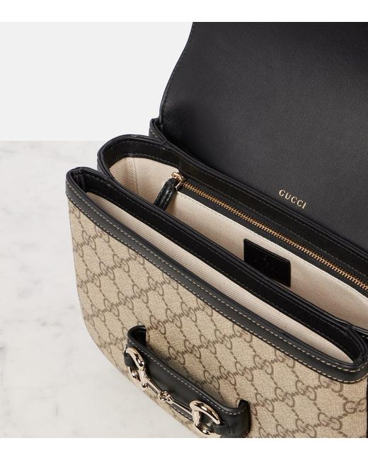 Gucci Natural Schultertasche Horsebit 1955 Medium