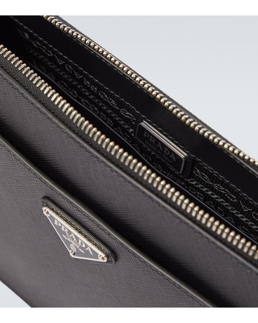 Prada Black Saffiano Leather Pouch for men