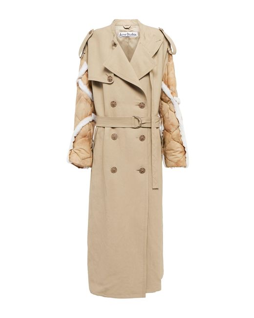 Acne Studios Trench Coat With Quilted Sleeves in Natural | Lyst