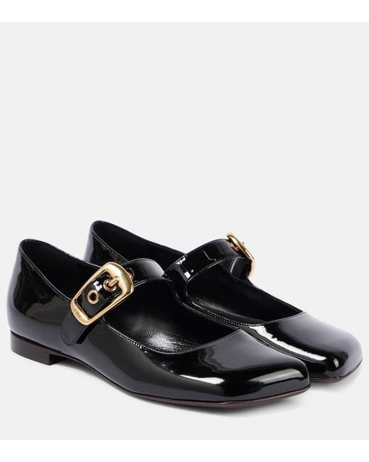 Chloé Black Polly Patent Leather Mary Jane Flats