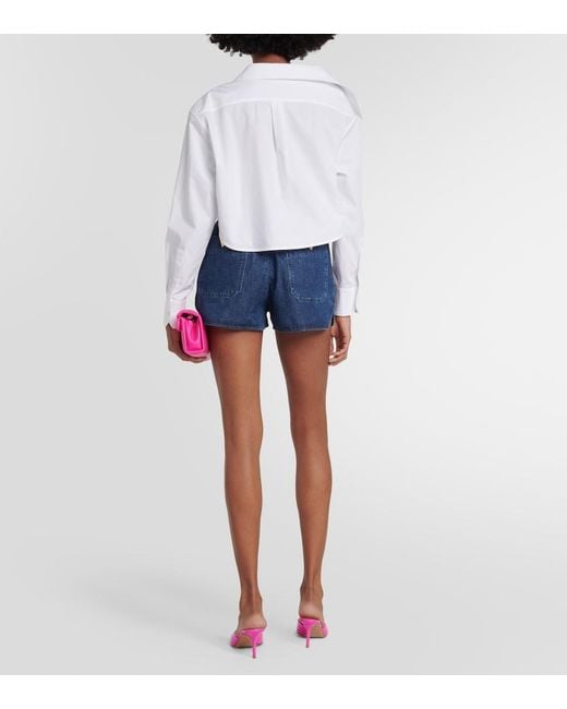 Valentino White Asymmetric Cropped Cotton Shirt