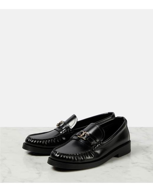 Jimmy Choo Black Addie Logo Leather Loafers