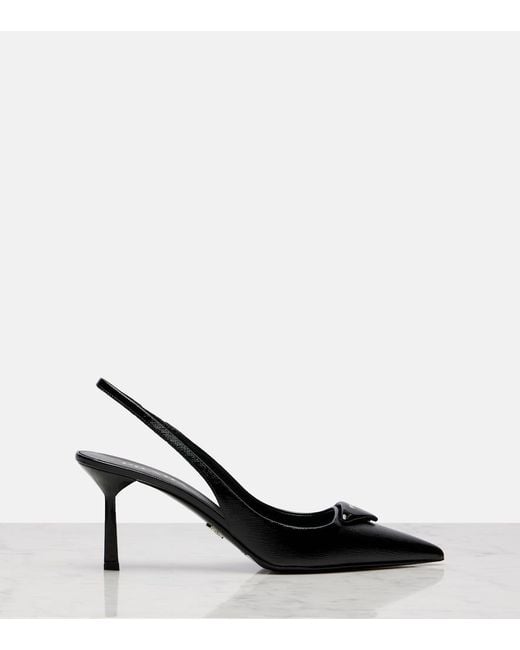 Prada Black Slingback-Pumps Aus Leder