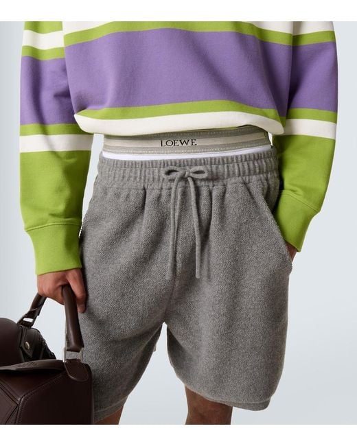 Loewe Gray Wool-Blend Shorts for men