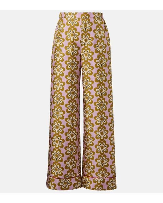 Pantalon De Pyjama En Soie A Fleurs LaDoubleJ en coloris Natural