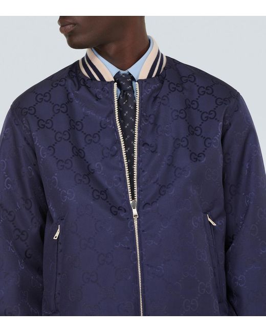 Corbata de seda con Horsebit en jacquard Gucci de hombre de color Blue
