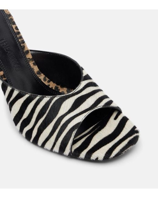 The Attico Black Betta Zebra-Print Calf Hair Mules