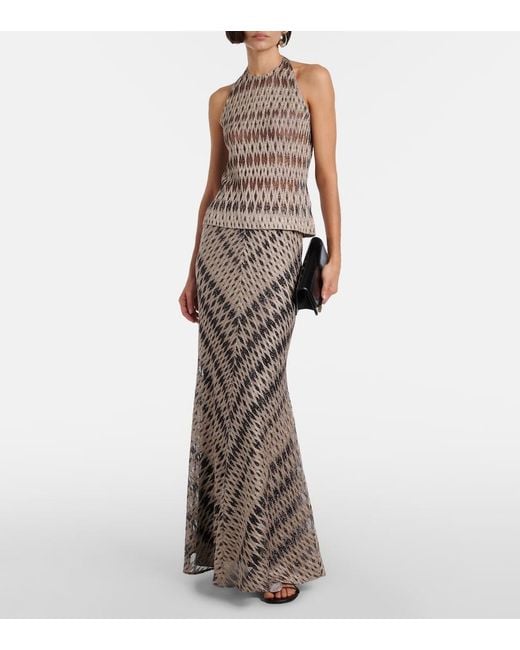 Missoni Gray Open-Knit Lame Maxi Skirt