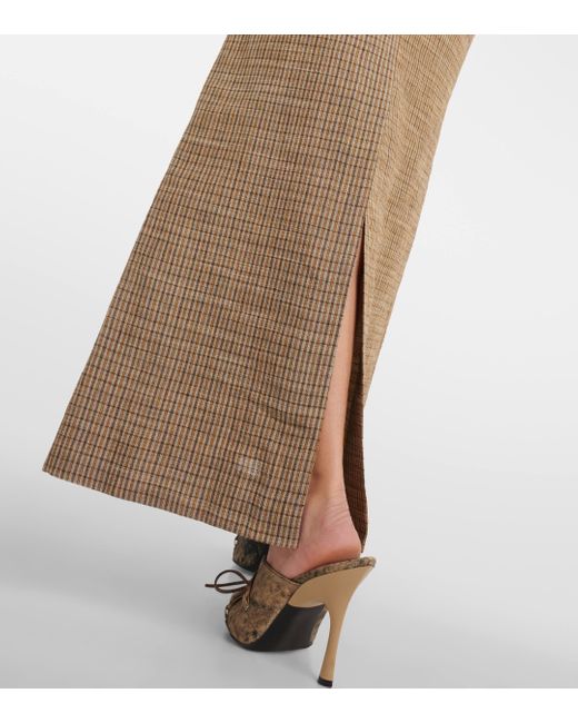 Acne Brown Checked Linen-blend Maxi Skirt