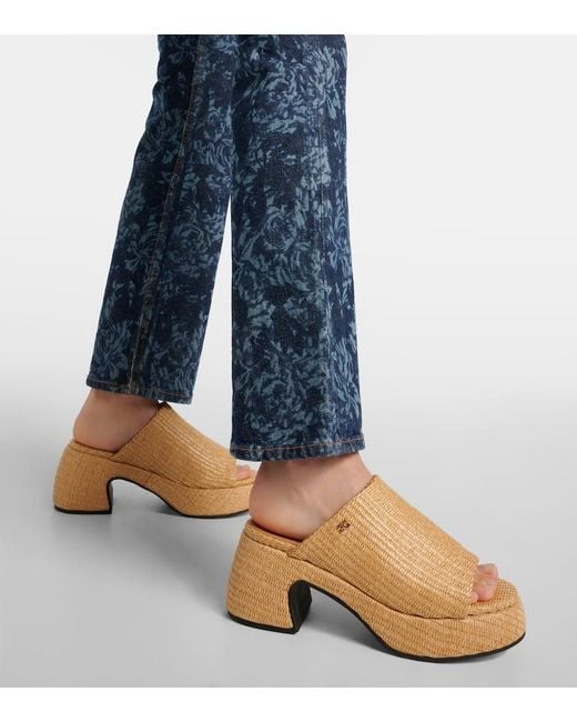 Ganni Natural Butterfly Raffia Platform Mules