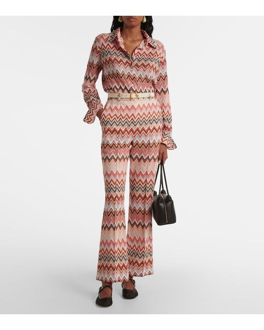 Missoni Pink Zigzag Cotton-Blend Straight Pants