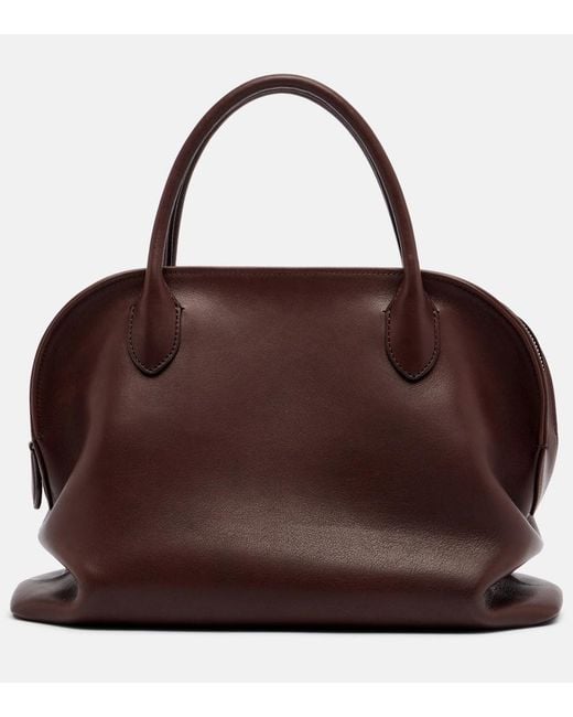 The Row Brown Agnes 12 Leather Top-Handle Bag