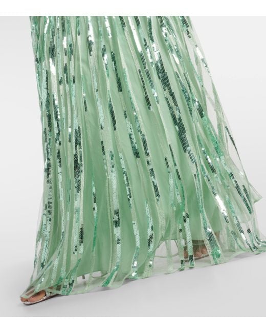 Elie Saab Green Sequined Tulle Gown