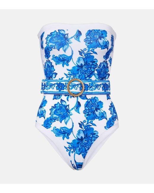Banador Whitney Estampado Con Cinturon Alexandra Miro de color Blue