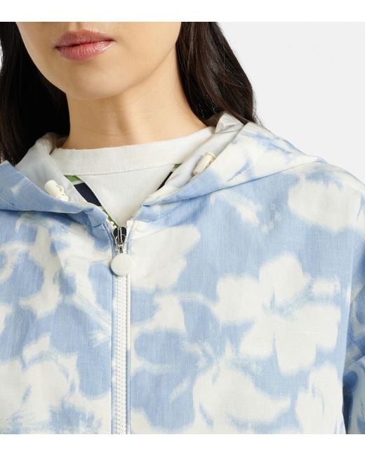Moncler Blue Noisetier Floral Hooded Jacket