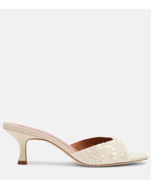 Staud Natural Brigitte Sequined Mules