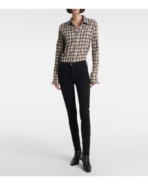 7 For All Mankind Blue Mid-Rise Skinny Jeans