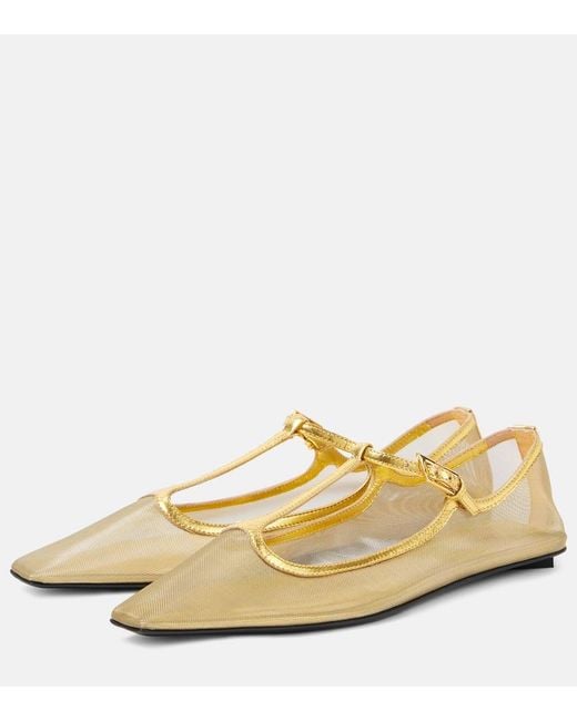 The Attico Natural Juno Mesh Mary Jane Flats
