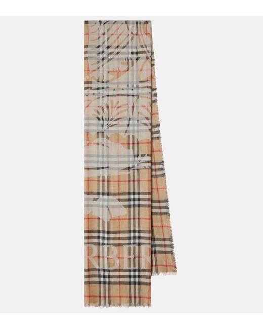 Burberry Metallic Schal Ekd Check Aus Wolle Und Seide