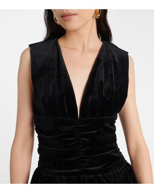 Patou Black Cotton Velvet Balloon Minidress