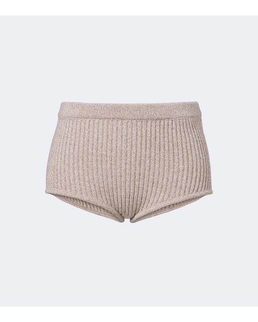 Magda Butrym Natural Ribbed-Knit Wool Shorts