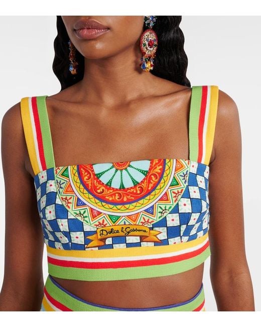 Dolce & Gabbana Blue Cotton Crop Top