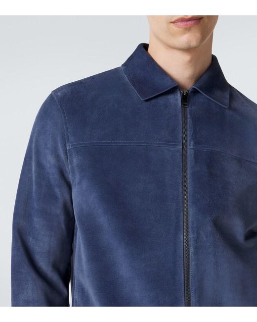 Zegna Blue Suede Jacket for men
