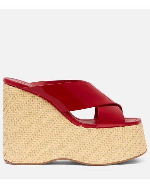 Paris Texas Red Mara Patent Leather Wedge Mules
