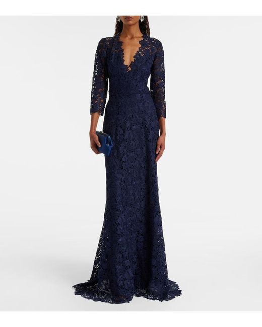 Monique Lhuillier Blue Lace Gown