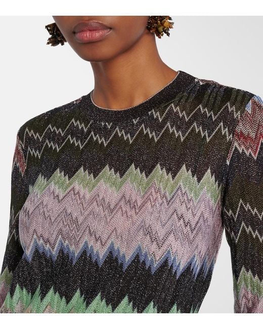 Missoni Black Zigzag-Intarsia Fine-Knit Midi Dress