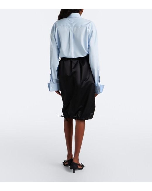 Prada Black Silk Satin Midi Skirt