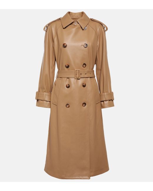 Veronica Beard Natural Conneley Faux Leather Trench Coat