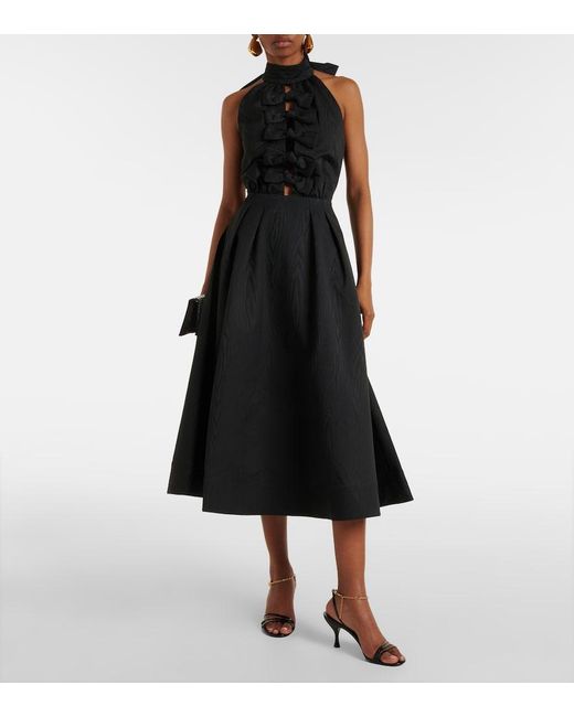 Rebecca Vallance Black Charaya Bow-Detail Halterneck Midi Dress
