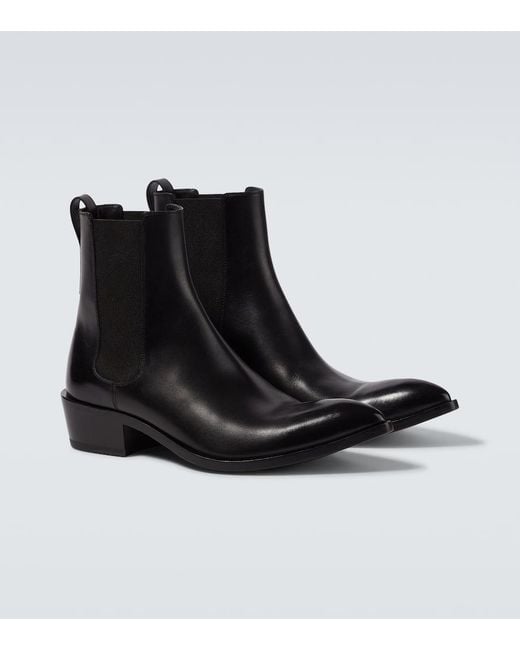Tom Ford Black Leather Chelsea Boots for men