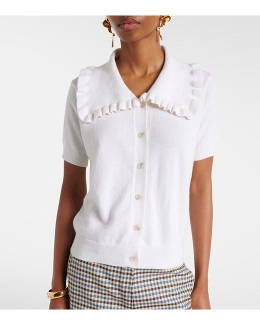Jardin Des Orangers White Cotton And Cashmere Cardigan