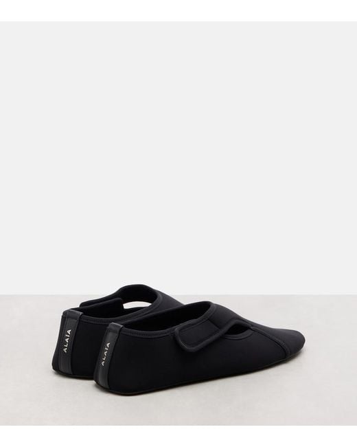 Alaïa Blue Flex Leather-Trimmed Ballet Flats
