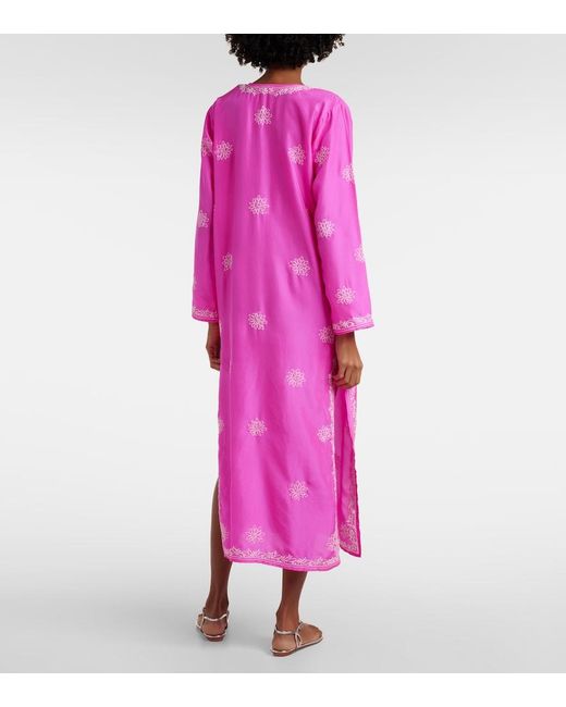 Juliet Dunn Pink Embroidered Silk Kaftan