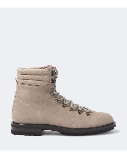 Kiton Brown Suede Lace-Up Boots for men