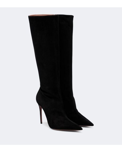 Paris Texas Black Vera Suede Knee-High Boots