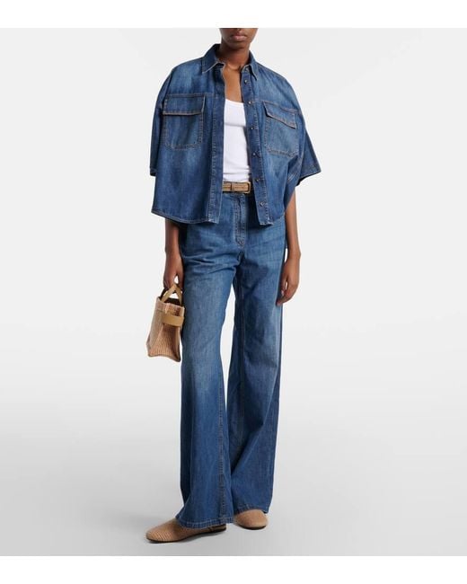 Brunello Cucinelli Blue Wide-Leg Jeans