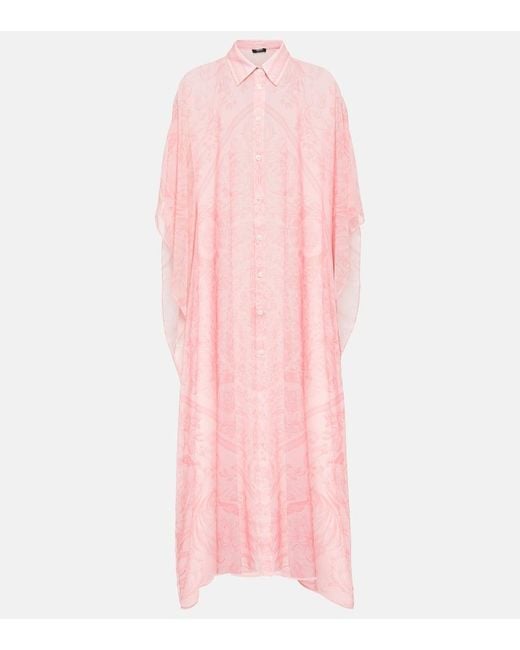 VERSACE ワンピース Barocco chiffon kaftan1008477 VERSACE - Barocco Print Long Chiffon Kaftan Dress Versace