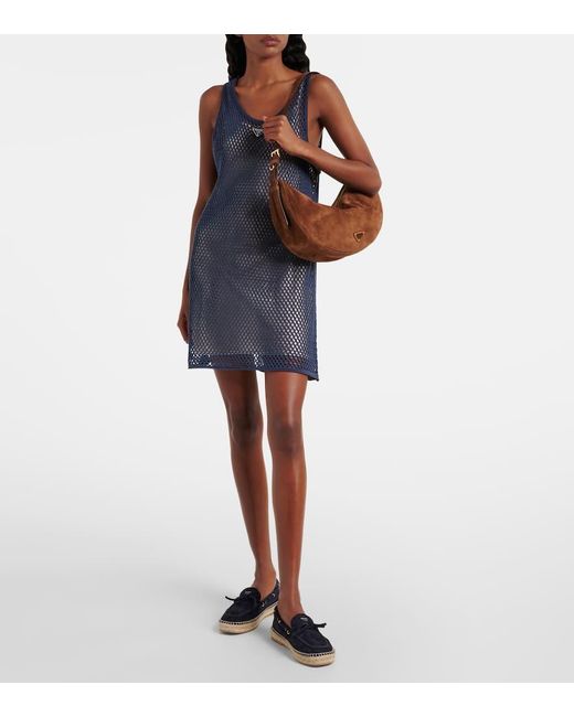 Prada Brown Demi-Lune Large Suede Shoulder Bag