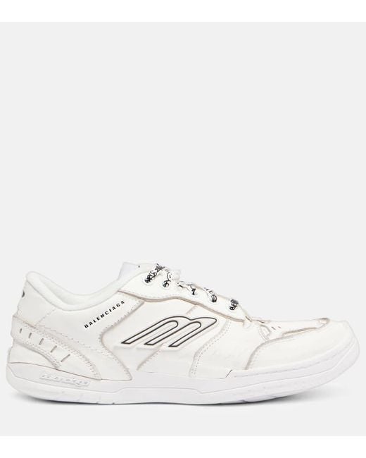 Balenciaga White Hamptons 3B Sports Icon Leather Sneakers