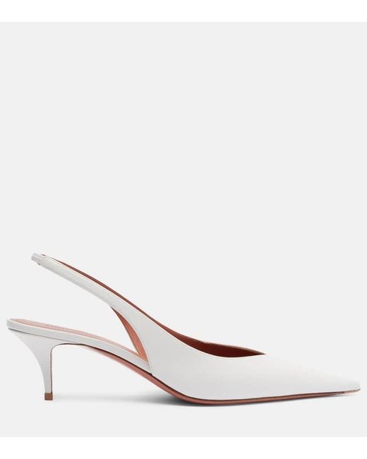 AMINA MUADDI Pink Anok 55 Leather Slingback Pumps