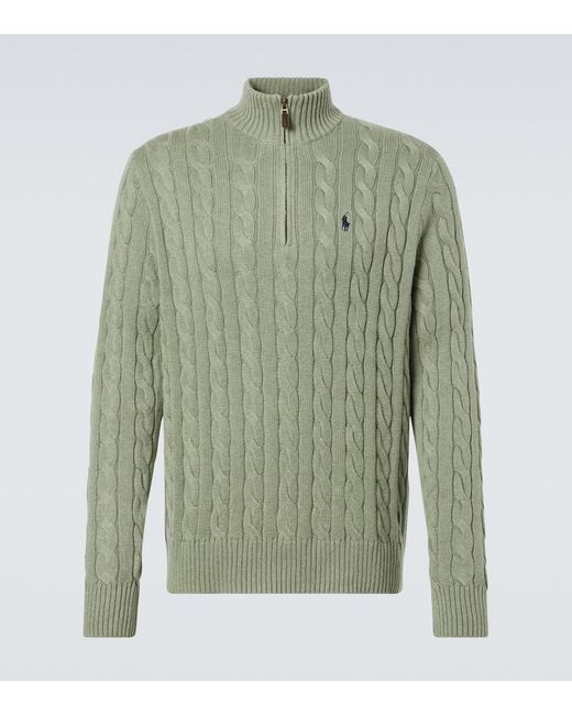 Polo Ralph Lauren Green Cable-Knit Cotton Sweater for men