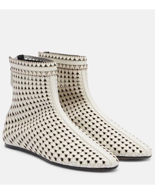 Isabel Marant White Ferix Laser-Cut Leather Ankle Boots