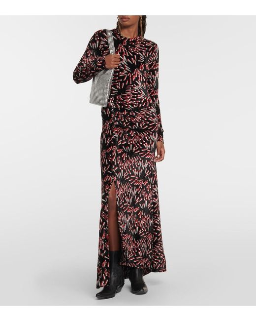 Rabanne Purple Printed Velvet Maxi Dress